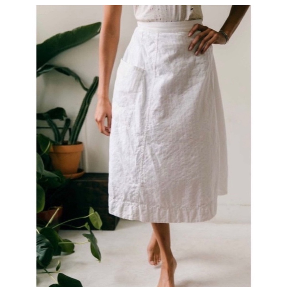 Imogene + Willie Isabel White Cotton Pleated Wrap Skirt